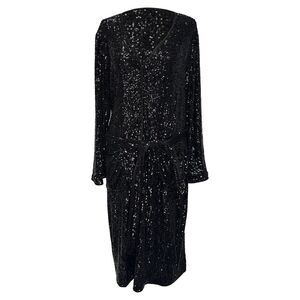 Diane von Furstenberg Sequined Maxi Dress in Black Polyamide